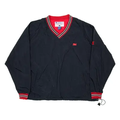 CHAMPION Mens Pullover Jacket Black Nylon 2XL