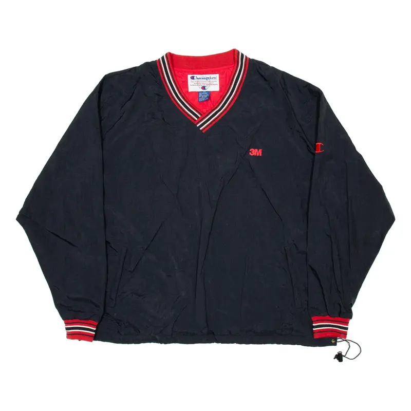 CHAMPION Mens Pullover Jacket Black Nylon 2XL