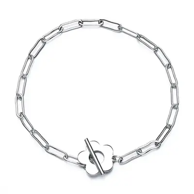 AELNEN 925 Sterling Silver Flower Paperclip Bracelet for Women,Versatile, simple, and stylish for daily wear – a perfect gi...