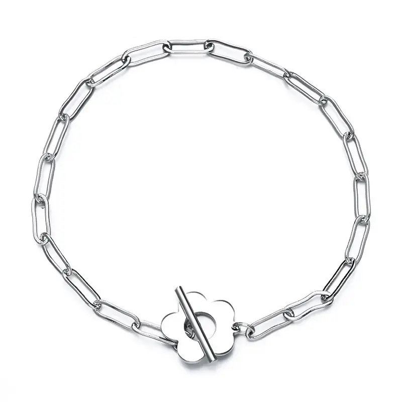 AELNEN 925 Sterling Silver Flower Paperclip Bracelet for Women,Versatile, simple, and stylish for daily wear – a perfect gi...