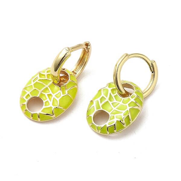 Oval Real 18K Gold Plated Brass Dangle Hoop Earrings