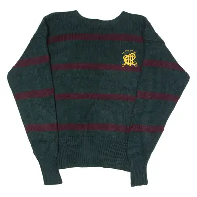 POLO RALPH LAUREN Mens Patterned Jumper Green Striped 90s Wool L