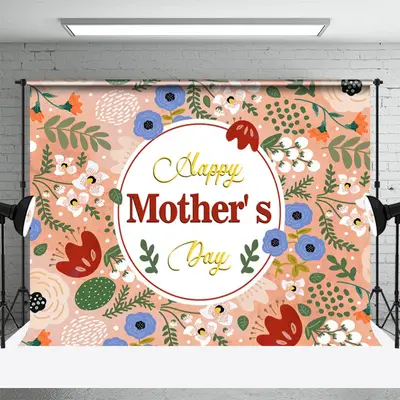 Blue Spring Flowers Happy Mothers Day Party Backdrop - Aperturee