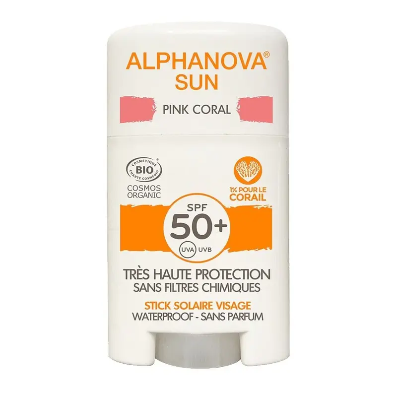 Alphanova Pink Spf50+ Organic Facial Sun Stick 12g