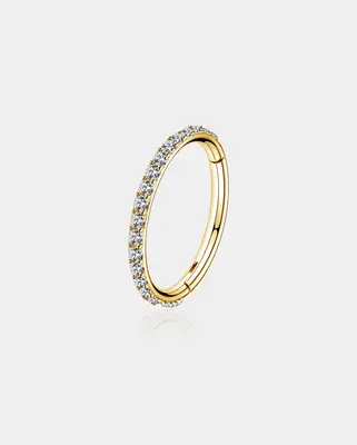 16G CZ Hinged Segment Cartilage Ring - Gold / 11mm