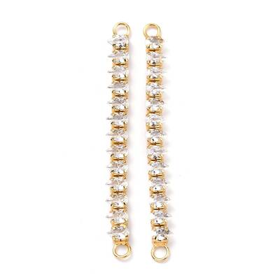 Brass Clear Teardrop Cubic Zirconia Links Connectors