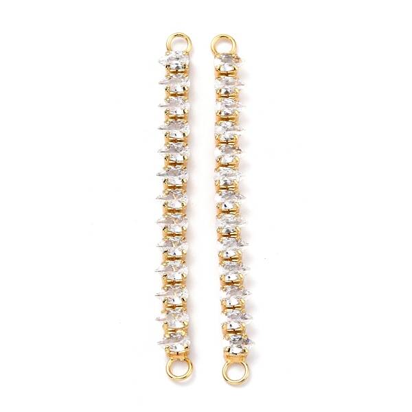 Brass Clear Teardrop Cubic Zirconia Links Connectors