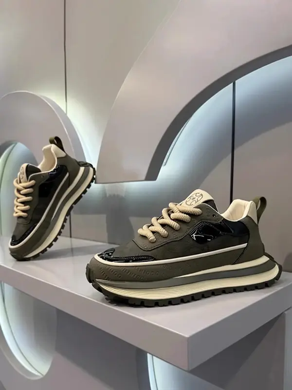Men's Fashionable Letter Design Lace Up Low Top Sneakers, Trainers for Men, Breathable Running Sneakers, Male All-match Round...