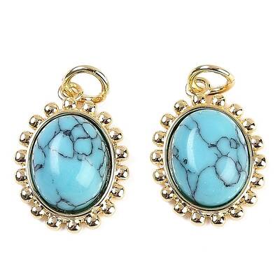 Synthetic Turquoise Oval Pendants