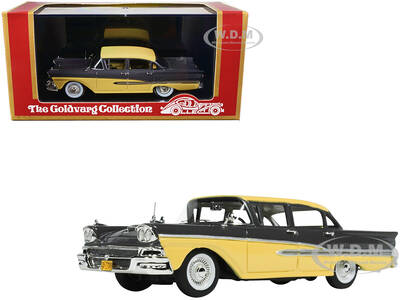 1958 Ford Fairlane 4 Door Gunmetal Gray and Pastel Yellow Limited Edition to 240 pieces Worldwide 1/43 Model Car by Goldvarg ...