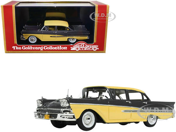 1958 Ford Fairlane 4 Door Gunmetal Gray and Pastel Yellow Limited Edition to 240 pieces Worldwide 1/43 Model Car by Goldvarg ...