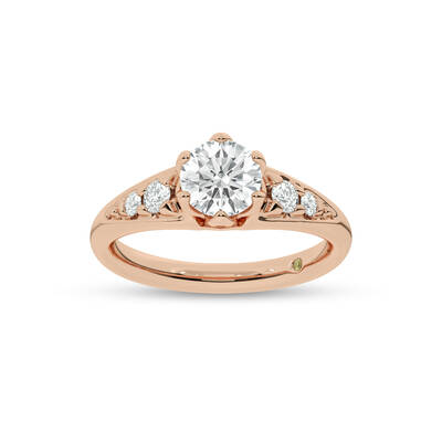 Lyon Tapered Pavé Round Lab Grown Diamond Engagement Ring | 18K Rose Gold 3 3/4 CT. TW.