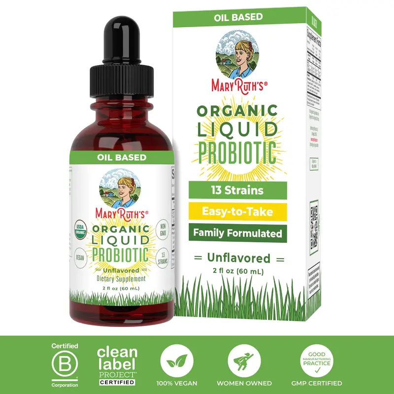 MaryRuth's USDA Organic Liquid Probiotic - Travel Size - Digestive Health - Gut Health - Women, Men & Kids Probiotic - 13 Str...