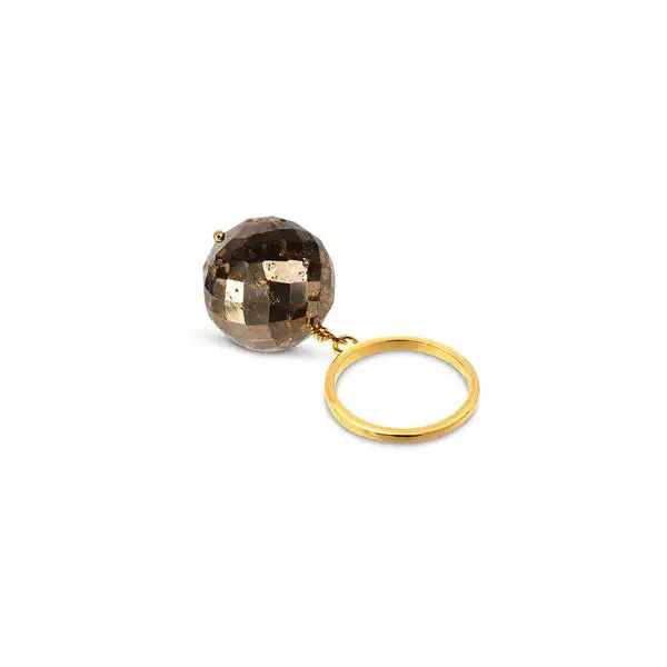 Bubble Pyrite Gold Ring (size adjustable)