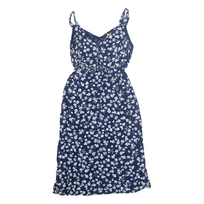 JOULES Womens Day Dress Blue Viscose Floral Sleeveless Midi UK 14