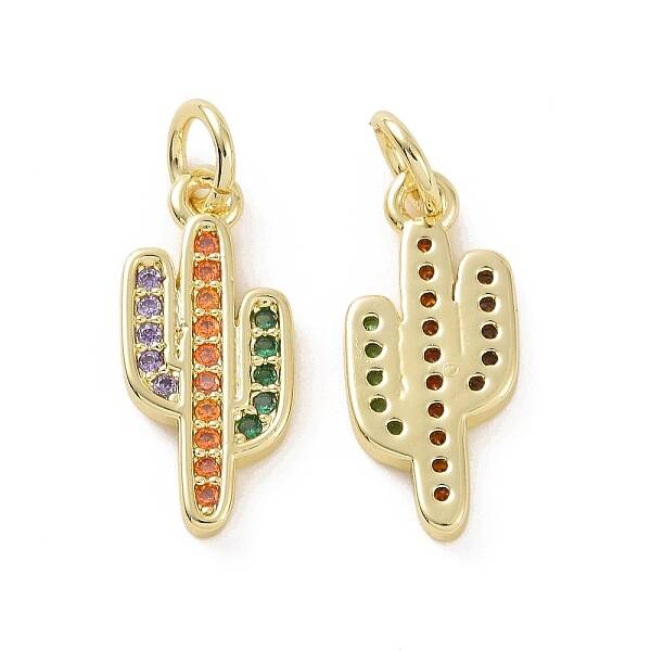 Brass Micro Pave Colorful Cubic Zirconia Pendants
