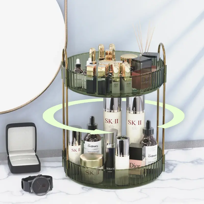 360° Rotating Makeup Organizer: Large-Capacity Spinning Caddy for Cosmetics, Perfume, Skincare, Lipsticks, and More on Bathr...