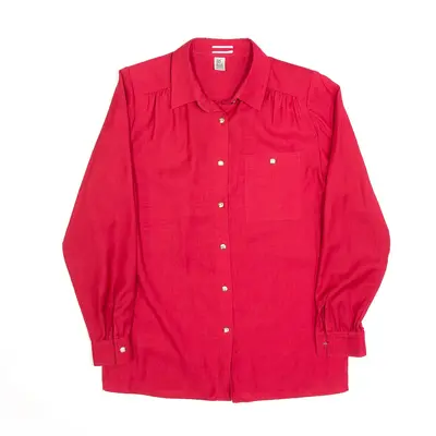 DEL MOD Red 90s Plain Long Sleeve Shirt Womens S