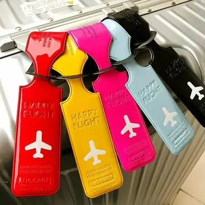 Creative Airplane Shaped Luggage Tag, 6 Counts/set PU Leather Travel Identification Tag, Travel Accessories for Suitcase, Bag...