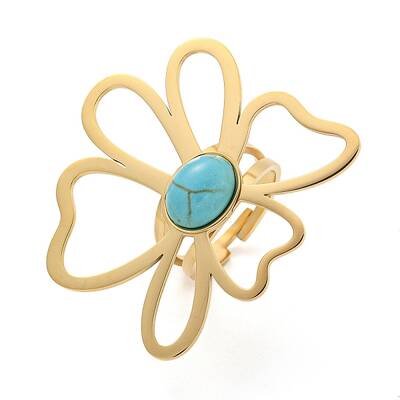 Flower 304 Stainless Steel Adjustable Rings for Women