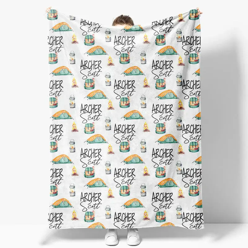 Aperturee Green Tent Bag Wild Adventure Custom Name Blanket - Aperturee