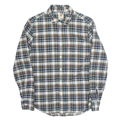 LEVI'S Mens Shirt Cream Check Long Sleeve S