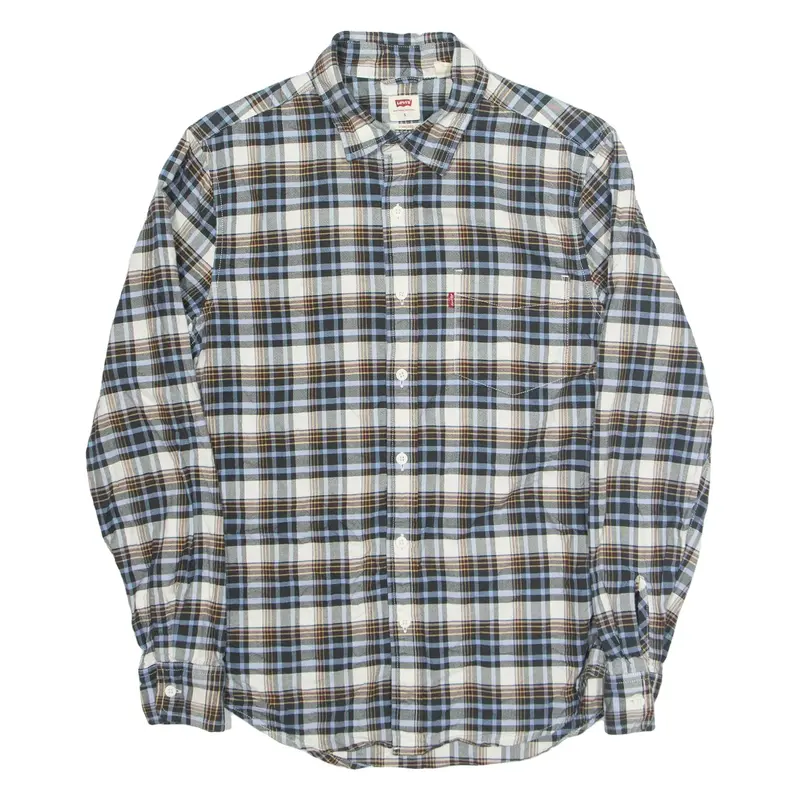LEVI'S Mens Shirt Cream Check Long Sleeve S