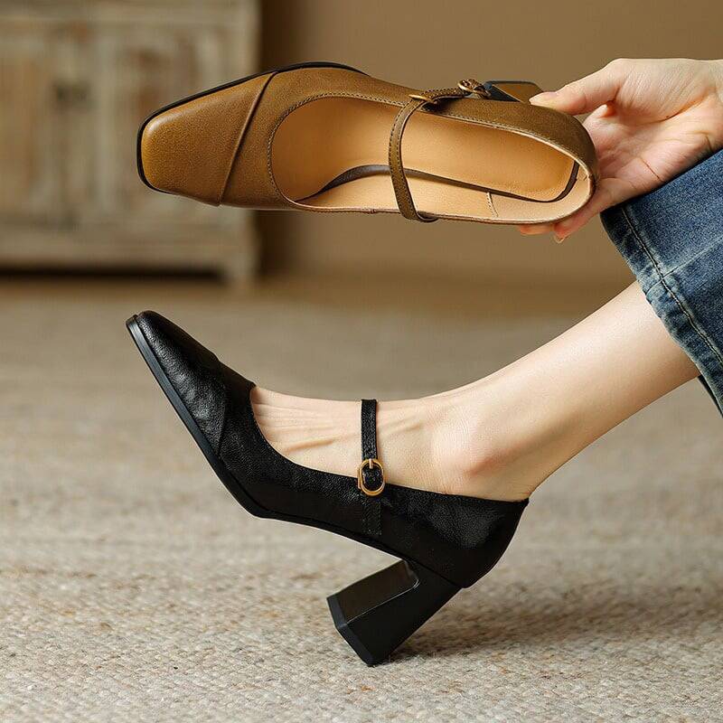 CHIKO Rosa Square Toe Block Heels Mary Jane Shoes