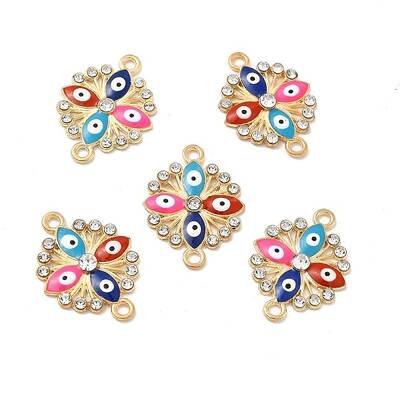 Colorful Evil Eye Alloy Enamel Connector Charms