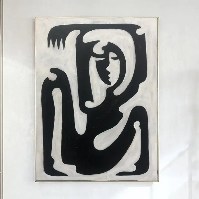 Abstract Woman Silhouette Painting Female Canvas Art Figurative Artwork Minimalist Art Textured Painting Hand Painted Art for...