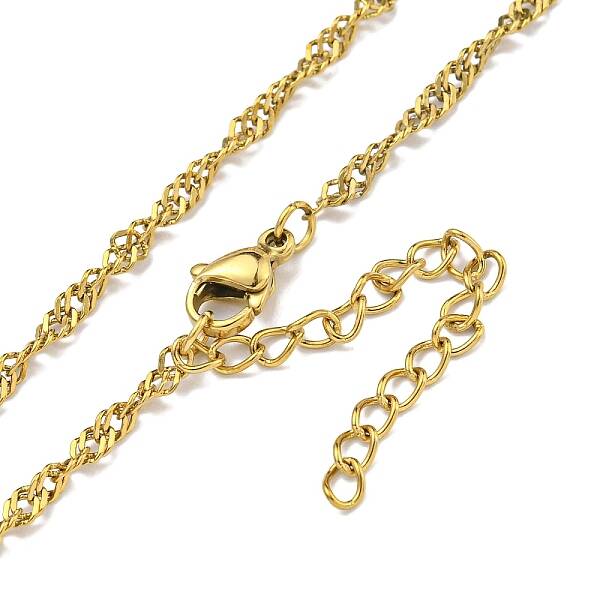 Ion Plating(IP) 304 Stainless Steel Wheat Chain Necklaces