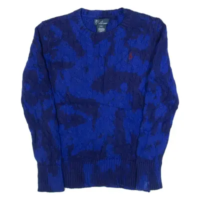 POLO RALPH LAUREN Girls Patterned Jumper Blue Cable Knit 8Y