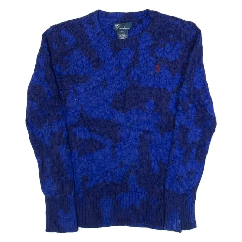 POLO RALPH LAUREN Girls Patterned Jumper Blue Cable Knit 8Y