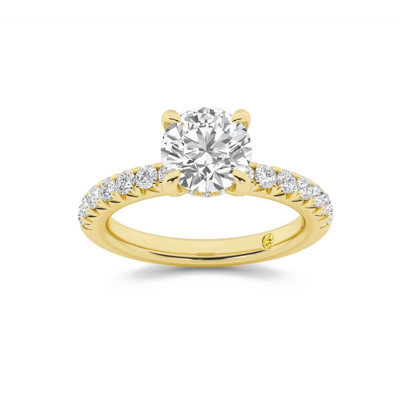 Embers Half Coverage Hidden Halo Round Lab Grown Diamond Engagement Ring | 14K Yellow Gold 3 1/4 CT. TW.