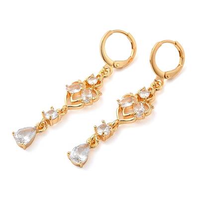 Rack Plating Golden Brass Dangle Leverback Earrings