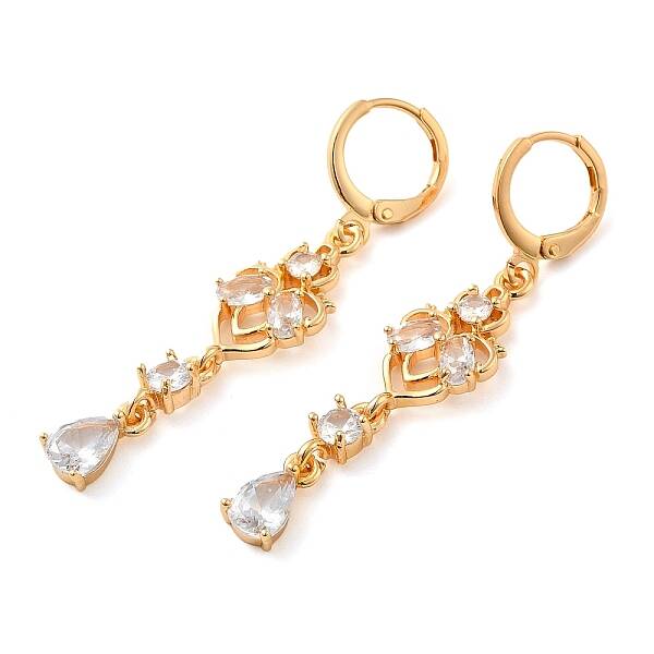 Rack Plating Golden Brass Dangle Leverback Earrings