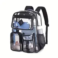 Clear Backpack  Heavy Duty PVC Stadium Approved--PIGPIGGIRL, Heavy Duty PVC Transparent Book Bag Pouch Travel backpack Durabl...