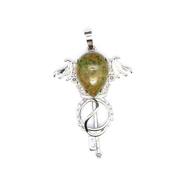 Natural Unakite Teardrop Pendants