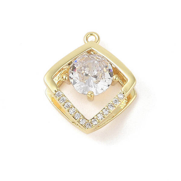 Brass Micro Pave Clear Cubic Zirconia Pendants