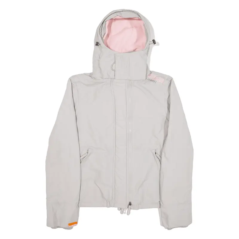 SUPERDRY Fleece Lined Rain Jacket Grey Nylon Womens S