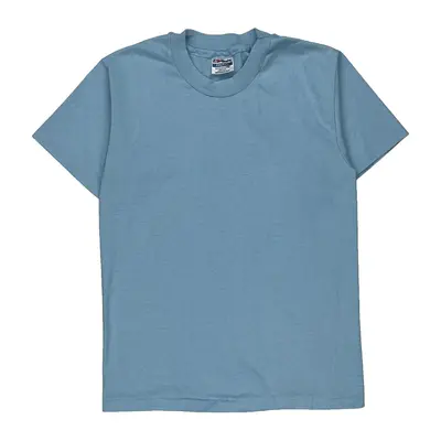 Single Stitch Hanes T-Shirt - Medium Blue Cotton Blend