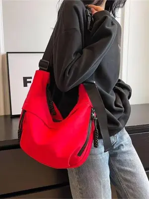 Women's Solid Color Crossbody Bag, Fashionable Large Capacity Shoulder Bag for Daily Used, Casual Trendy Versatile High-quali...