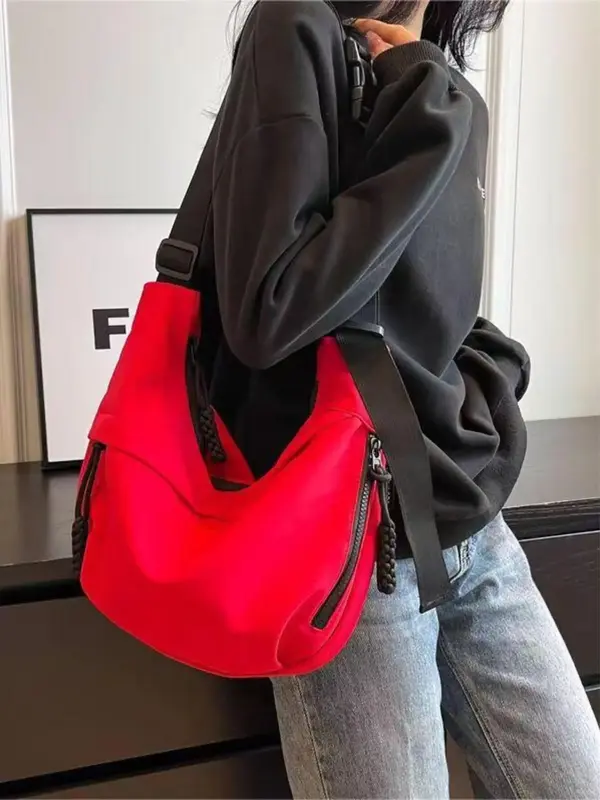 Women's Solid Color Crossbody Bag, Fashionable Large Capacity Shoulder Bag for Daily Used, Casual Trendy Versatile High-quali...