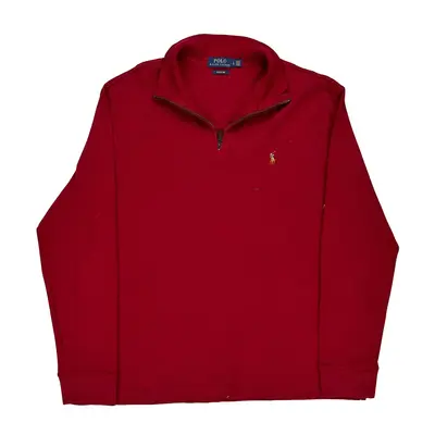 Polo By Ralph Lauren 1/4 Zip - Large Red Cotton