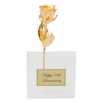 8 24k Gold Dipped Rose in 50th Anniversary Vase