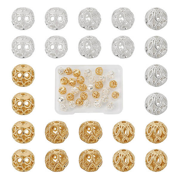 30Pcs 6 Style Brass Beads