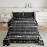 Southwestern Luxury Bedding Set,Tribal Designer Bed Comforter Set,Geometric Breathable Comforter,Native American Design Grey ...