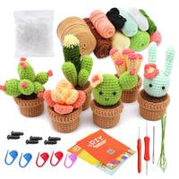 Succulent Potted Plant Crochet Kit, 6 Counts Cute Crochet Starter Kit with Tools & Video Instruction, DIY Handcraft Knitting ...