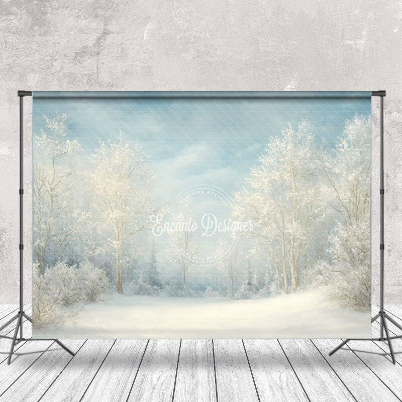 Winter Snowy Natural Forest Scenery Photo Backdrop - Aperturee