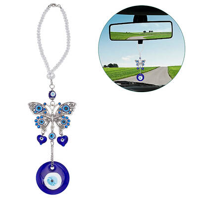 Blue Evil Eye with Butterfly Car Hanging Decoration Ornament